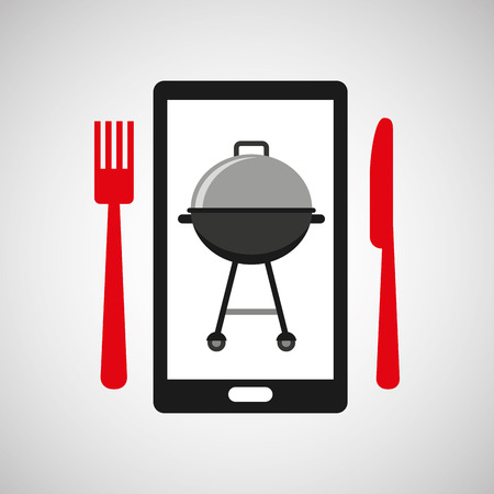 smartphone order bbq food online vector illustration eps 10のイラスト素材