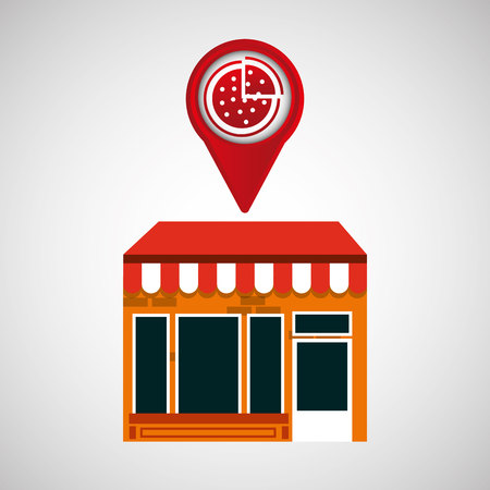 mobile phone pizza shop   vector illustrationのイラスト素材