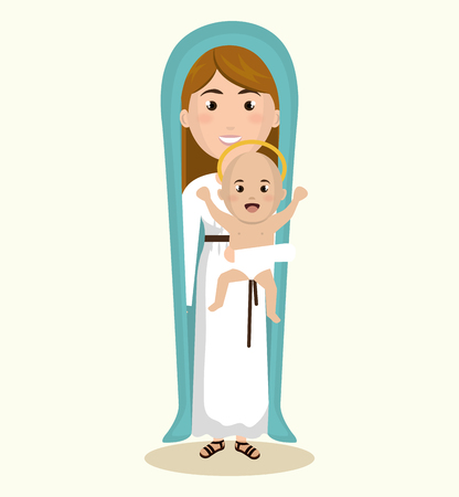 happy merry christmas manger character vector illustration designのイラスト素材