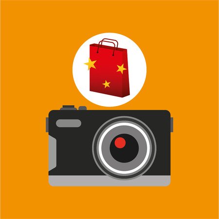 camera red bag gift star design vector illustration eps 10のイラスト素材