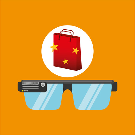 smart glasses red bag gift star design vector illustration eps 10のイラスト素材