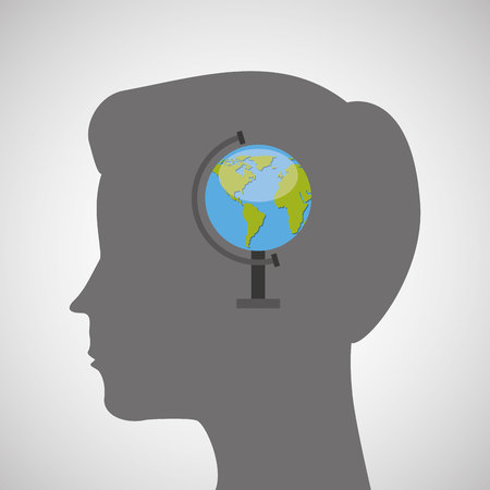 silhouette head boy globe education online vector illustration eps 10のイラスト素材