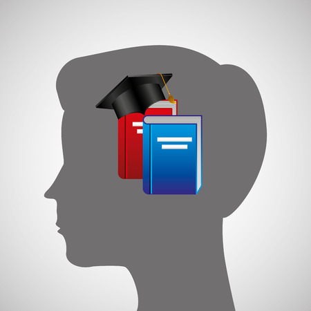 silhouette head boy education online vector illustration eps 10のイラスト素材