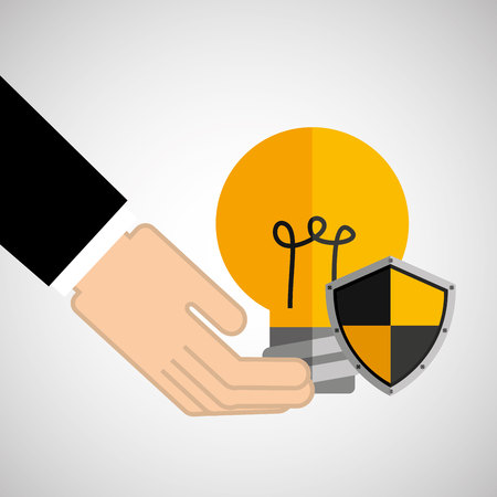 security concept hand with bulb vector illustration eps 10のイラスト素材