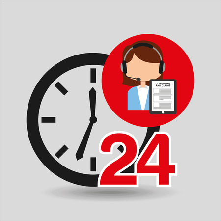 female call center 24 clock service complaints claims vector illustration eps 10のイラスト素材