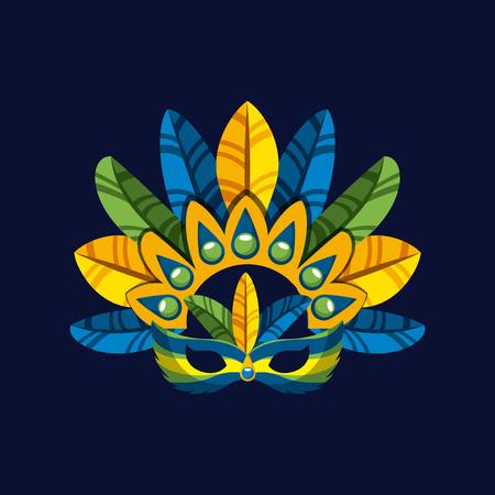 brazilian festival mask accessory icon over blue background. brazilian culture concept. colorful design. vector illustrationのイラスト素材