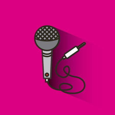 microphone with cord icon over pink background. sound and music concept. colorful design. vector illustrationのイラスト素材