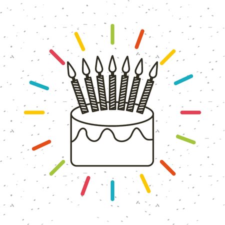 happy birthday card with cake with candles icon. colorful design. vector illustrationのイラスト素材