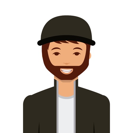 cartoon man smiling wearing casual clothes over white background. colorful design. vector illustrationのイラスト素材