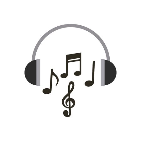 headphones and musical notes over white background. vector illustrationのイラスト素材