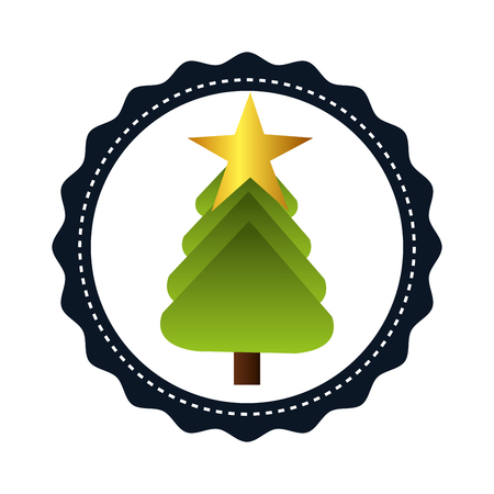merry christmas tree celebration vector illustration designのイラスト素材