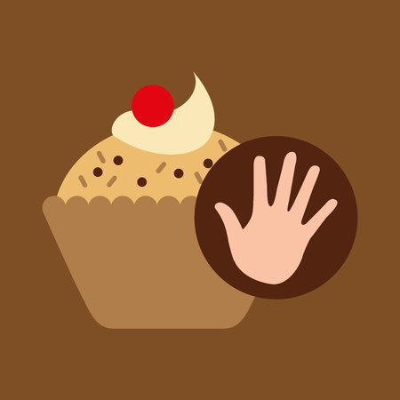 hand and cupcake sweet pastry vector illustrationのイラスト素材
