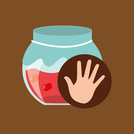 hand and cherry jar jam vector illustrationのイラスト素材