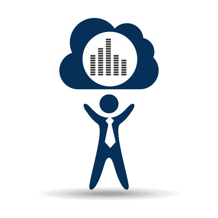 music design silhouette man and digital frequency vector illustrationのイラスト素材