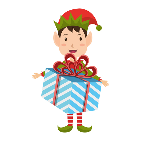 happy merry christmas elf character vector illustration designのイラスト素材