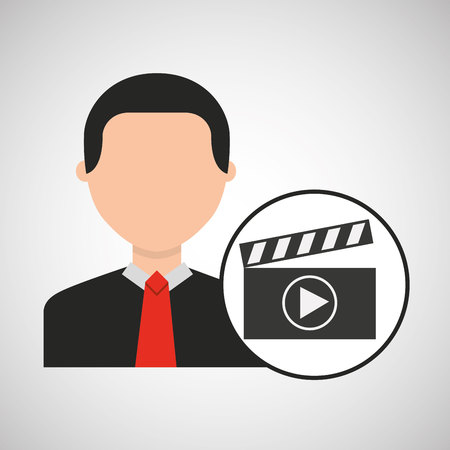 character man clapper movie media vector illustrationのイラスト素材