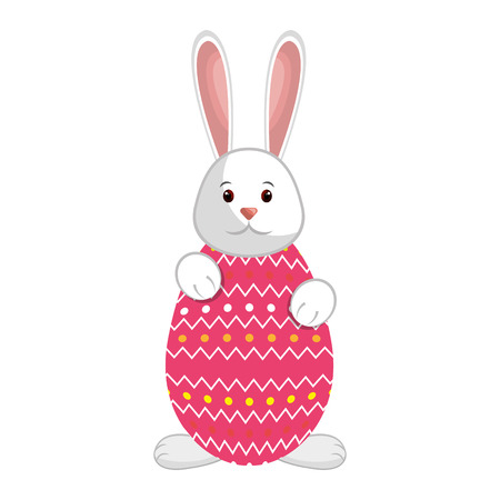 cute rabbit easter character with egg vector illustration designのイラスト素材