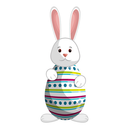 cute rabbit easter character with egg vector illustration designのイラスト素材