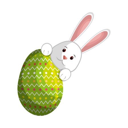 cute rabbit easter character with egg vector illustration designのイラスト素材
