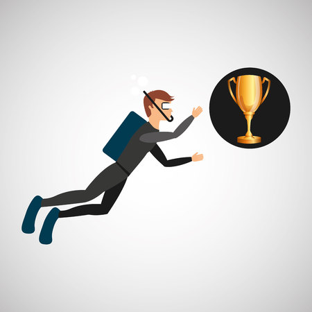 scuba diver man trophy sport design vector illustration eps 10のイラスト素材