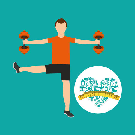 heart weight loss sport male lifting dummbell vector illustration eps 10のイラスト素材