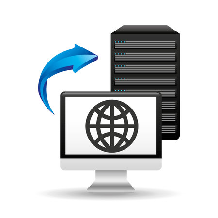 pc data base globe arrow vector illustration eps 10のイラスト素材