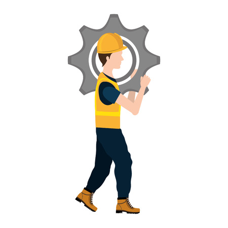 repairman character working icon vector illustration designのイラスト素材