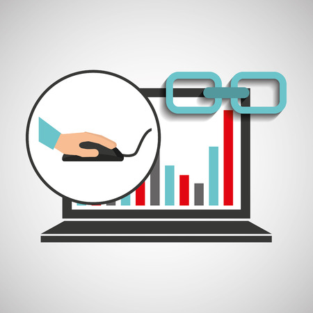 laptop hand mouse graphs link web vector illustrationのイラスト素材