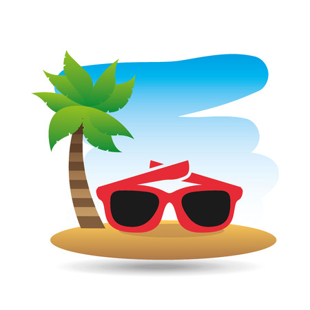 tropical vacation beach sunglasses  vector illustrationのイラスト素材