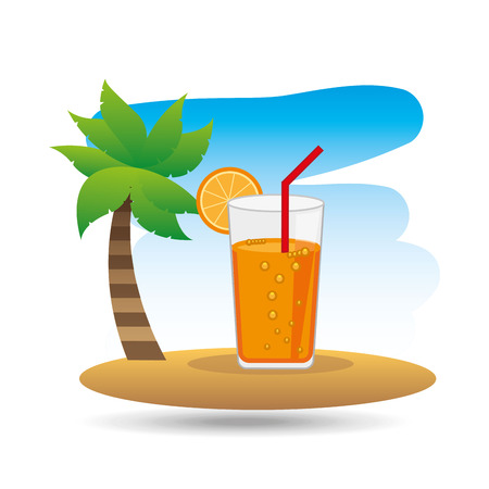 tropical vacation beach cocktail bar vector illustrationのイラスト素材