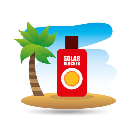 tropical vacation beach solar blocker icon vector illustrationのイラスト素材