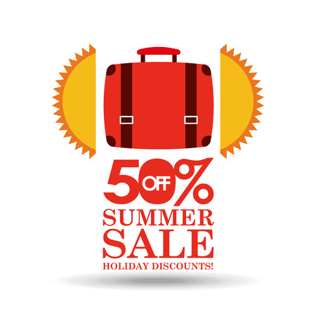 summer sale 50 discounts with suitcase vector illustrationのイラスト素材