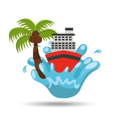 cruise ship water splash palm summer vacation vector illustrationのイラスト素材