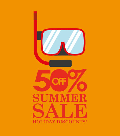 summer sale 50 discounts with snorkeling vector illustrationのイラスト素材