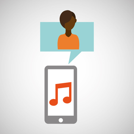 character afroamerican smartphone music application vector illustration eps 10のイラスト素材