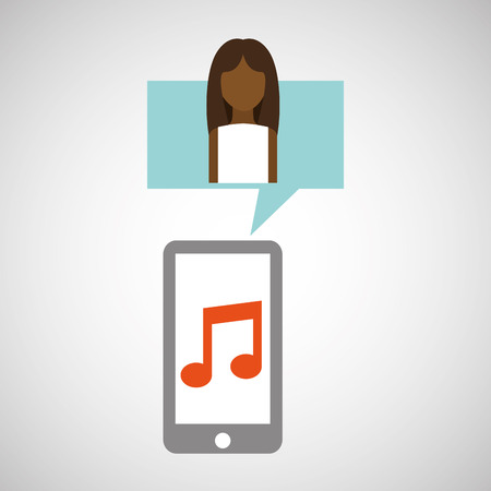 character afro woman smartphone music application vector illustration eps 10のイラスト素材