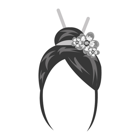 geisha wig hair style icon vector illustration designのイラスト素材
