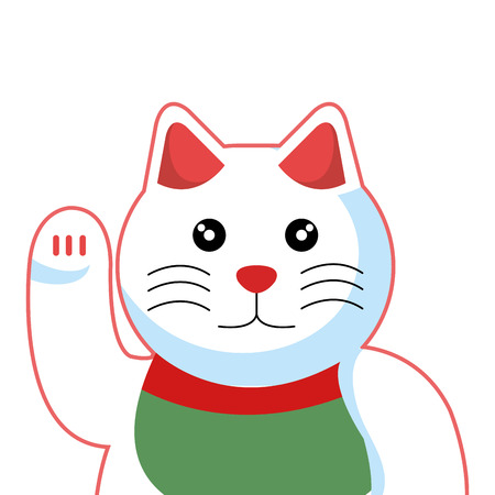 cat luck japanese culture vector illustration designのイラスト素材