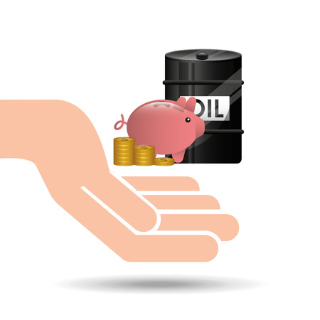 hand oil industry barrel piggy money vector illustration eps 10のイラスト素材