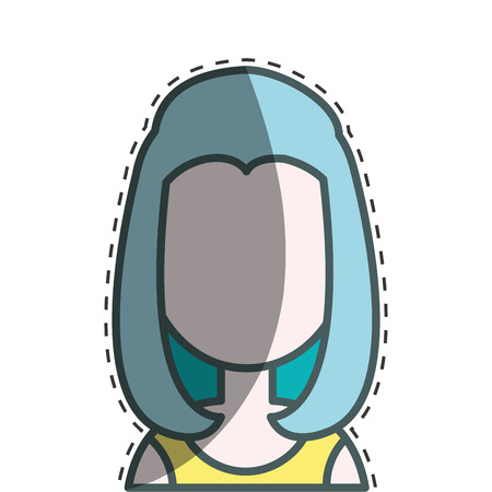 woman character with cuttihng line vector illustration designのイラスト素材