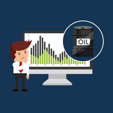 oil and petroleum industry worried businessman price falls vector illustration eps 10のイラスト素材