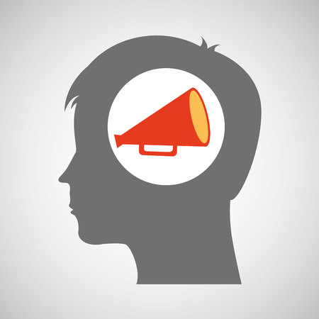 megaphone film silhouette head think movie vector illustration eps 10のイラスト素材