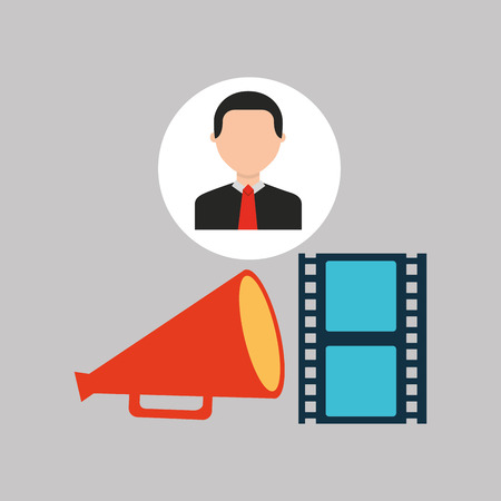 businessman movie strip film megaphone icons vector illustration eps 10のイラスト素材