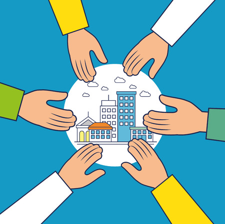 negotiation team work flat icons vector illustration designのイラスト素材