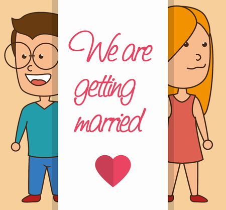 couple characters with heart love vector illustration designのイラスト素材