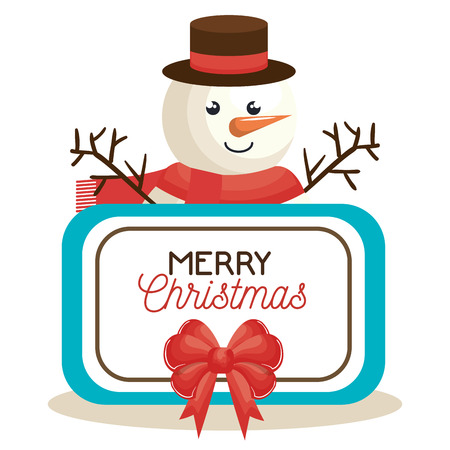 happy merry christmas snowman character vector illustration designのイラスト素材