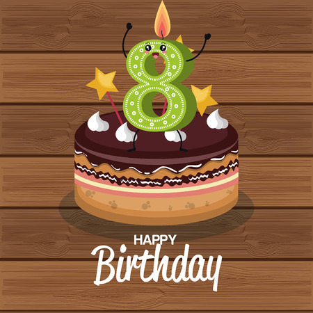 happy birthday candle number character vector illustration designのイラスト素材