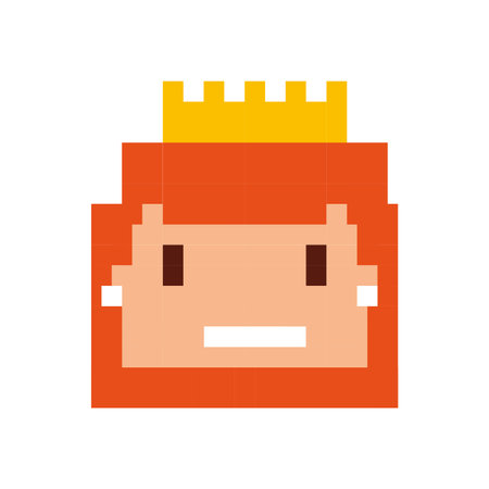 princess girl pixelated icon vector illustration design