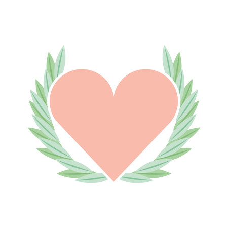 cute floral wreath with heart decorative vector illustration designのイラスト素材