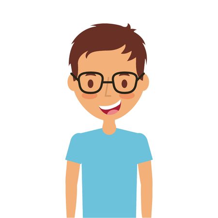 cartoon young man smiling and wearing casual clothes over white background. colorful design. vector illustrationのイラスト素材